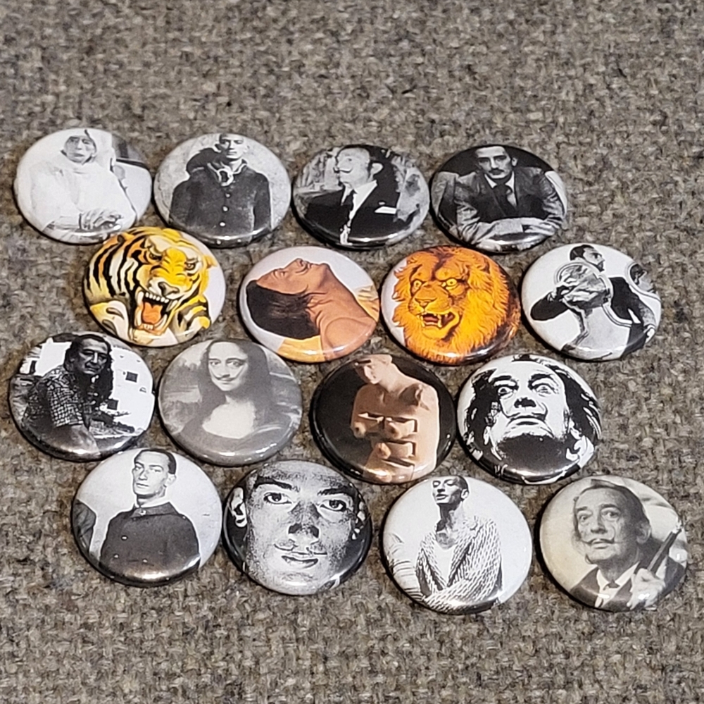 SALVADOR DALI art pinback button bundle 16 pins 1 inch set